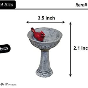 G & F MiniGardenn 10027 Fairy Garden Miniature, Cardinal Birdbath Pick