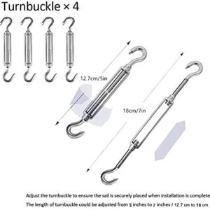 Sun Shade Sail Hardware Kit, Tiberham Heavy Duty Anti-Rust Rectangle/Square Shade Sail Installation for Patio Lawn and Garden (44 Pcs)