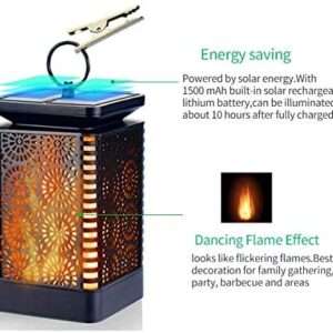 Solar Lantern Lights Dancing Flame Waterproof Outdoor Hanging Lantern Solar Powered Umbrella LED Night Lights Dusk to Dawn Auto On/Off Landscape Decorative for Garden Patio Deck Yard Path 2 Pack