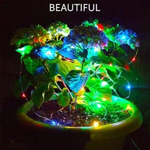 Set of 2 Solar Powered 100-LED String Lights, Outdoor Multicolor Copper Wire Fairy Lights, Waterproof Garden Decoration Christmas Lights